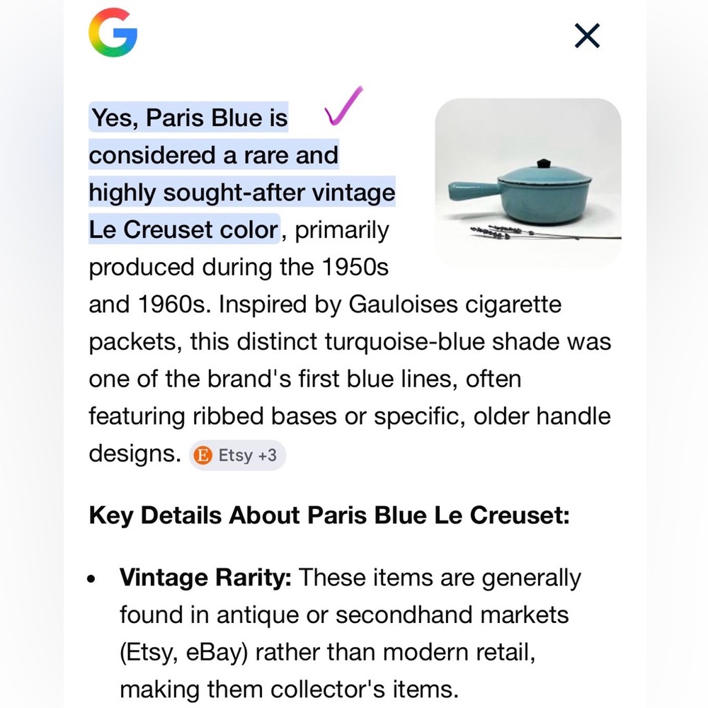Le Creuset 5 Quart Cast Iron Dutch Oven Paris Blue - Picture 4 of 7